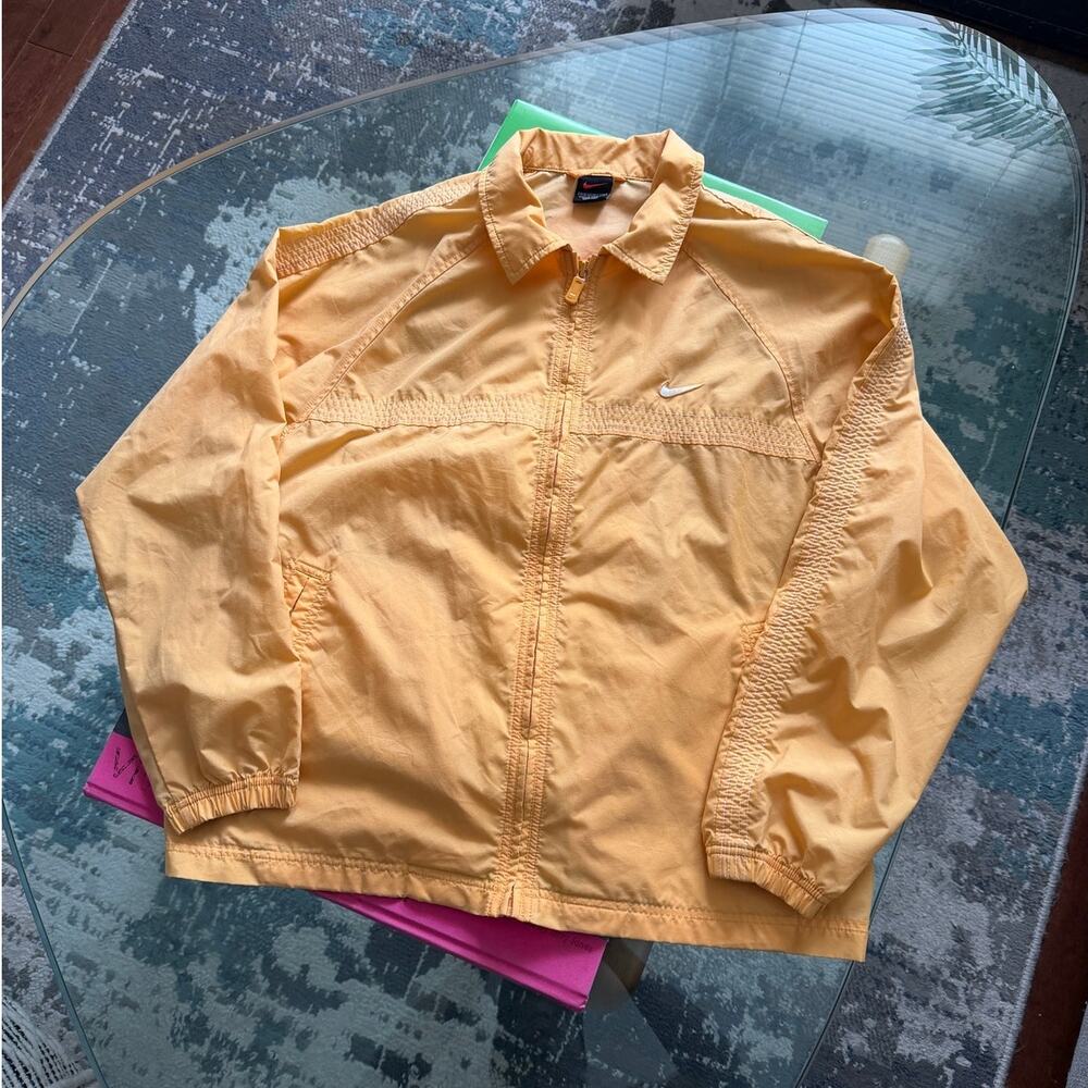 Nike Women's Y2K Zip Up Yellow Windbreaker Vintage Jacket